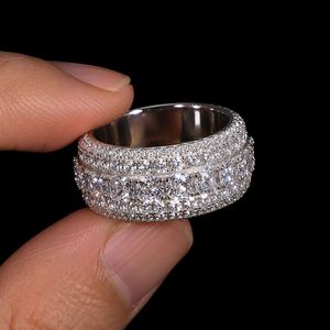 Hip Hop Iced 925 Silver Gold Plated VVS Moissanite GRA Rapper Dazzling Sparkly Eternity Band <b>Ring</b> <b>Men</b> Luxury - Product Image 1