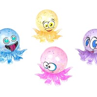 Jouet pieuvre à presser scintillant, jouets anti-stress moelleux, jouets en gelée scintillante pour enfants