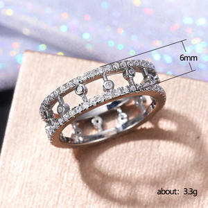 F743 Geometric <b>Eternity</b> Band <b>Ring</b> Women's Lab Created <b>Cubic</b> <b>Zirconia</b> Pave Setting Engagement Fashion <b>Rings</b> - Product Image 5