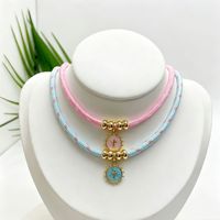 Collier en paracorde avec pendentif croix plaqué or 18 carats et émail, bijoux religieux, composants pour la fabrication de colliers DIY, accessoires de bijouterie en or