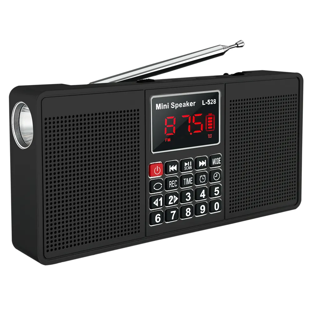 Dewant Speaker Nirkabel Mini Portabel, L-528 AM FM Radio MP3 Pemutar MP3, Speaker Bt Keras dengan Lampu Led dan Jam Alarm