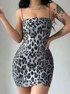 Leopard Print <strong>Sexy</strong> <strong>Dress</strong> Women <strong>Sequins</strong> Hipster <strong>Summer</strong> Fashion Skinny Elastic Skinny Midnight Party Clubwear - Product Image 3