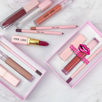 Kit de Rouge à Lèvres Vegan et Crayon à Lèvres Rose à Marque Blanche, Longue Tenue, Hydratant, Haute Pigmentation, Cosmétique Brillant