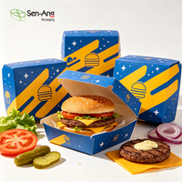 Boîtes à hamburgers personnalisées OEM en gros, commande en vrac, carton alimentaire résistant à la graisse, imprimé, fournitures pour restaurants