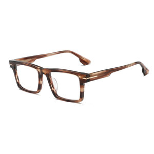 Gafas de Diseño Clásicas con Montura de Acetato Negro para Hombre, Gafas Cuadradas de Moda con Decoraciones Elegantes - Product Image 2
