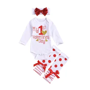 Nieuwste Baby Valentijn Boutique Outfits 3pcs Baby 1st Verjaardag Outfit