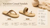 Sandales de plage décontractées pour les vacances, sandales légères à semelle plate, sandales à lanières décoratives à la mode, sandales pour femmes A2509079
