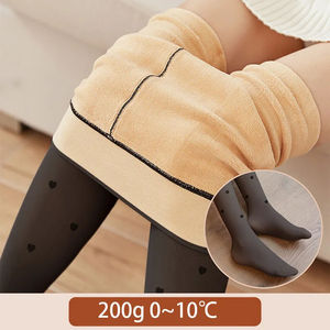 Collants thermiques en polaire pour femme, taille haute, moulants, élastiques, translucides, à pois, chauds et sexy pour l'hiver, vente en gros - Product Image 6