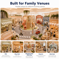 Aire de jeux intérieure modulaire pour enfants, thèmes Pompier, Police, Route, Ville, Passage piétonnier, Façades de magasins, Certifiée CE, Disposition pour opérateur
