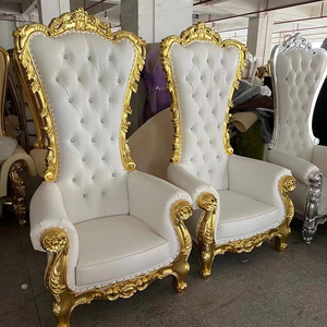 Chaise moderne exquise en acier inoxydable à dossier haut chaise de trône roi pour l'utilisation de l'hôtel de fête de mariage - Product Image 4