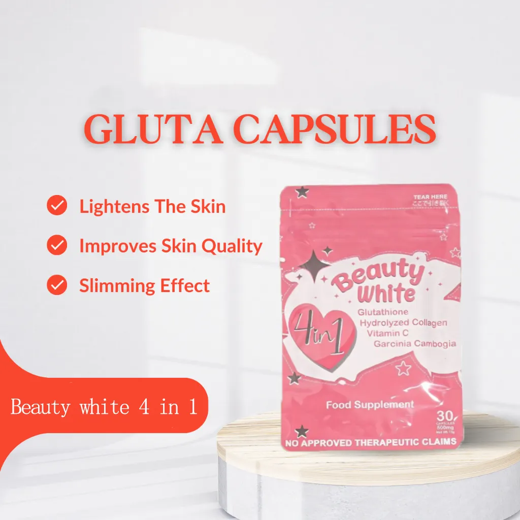 Venta al por mayor Beauty White 4 en 1 gluta cápsulas blanqueadoras de piel con colágeno Garcinia vitamina C