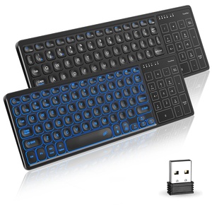Clavier sans fil rétroéclairé fin rechargeable multi-appareils BT avec pavé numérique pour <span class=keywords><strong>Mac</strong></span> Windows I.OS Ordinateur Tablette Ordinateur portable - Product Image 5