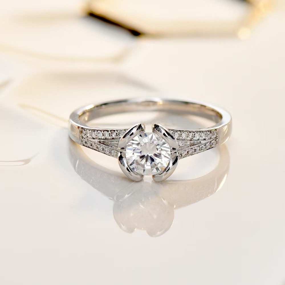 Aimgal ювелирные изделия 18 карат платины D0.5ct d0.17ct бриллиант кольцо на заказ обручальное кольцо