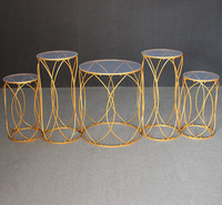 Support à gâteau de mariage 5 pièces en métal doré, élégant, détachable, vintage, moderne, romantique, simple, pour décoration d'événements et de réceptions de bienvenue