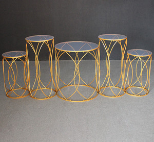 Golden Iron Metal Dessert Table 5 Pcs Bis Certified <b>Wedding</b> Flower Stand Dessert Welcome Area <b>Cake</b> Stand Decoration - Product Image 4