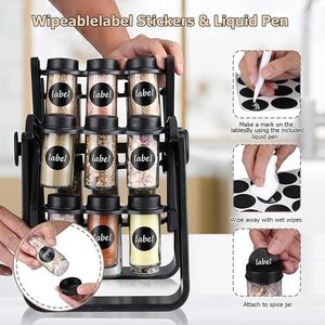 Étagère à épices multifonctionnelle avec 18 pots en verre et plateau rotatif, <span class=keywords><strong>organisateur</strong></span> de comptoir de <span class=keywords><strong>cuisine</strong></span> en plastique pour le rangement des assaisonnements - Product Image 3