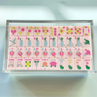 Mesa de Mahjong Americana Personalizada de 160 Piezas, Acrílico Verde, Lujosa, Elegante, Portátil, Resistente al Agua, para Entretenimiento de Adultos