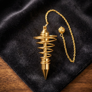 Supplier of Natural Gold Plated Big Spiral Pendulums with Chakra Color and 70mm Size Crystals & Agate Stone for Sale - Product Image 2