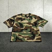 T-shirt camouflage surdimensionné pour homme avec logo personnalisé, en coton épais, style vintage jungle, streetwear, fabricant de vêtements personnalisés