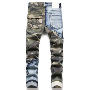 RNSHANGER Novedad Jeans para Hombre Oferta Otoño Lavado a la Piedra Camuflaje Slim Patchwork Hip Hop - Product Image 2