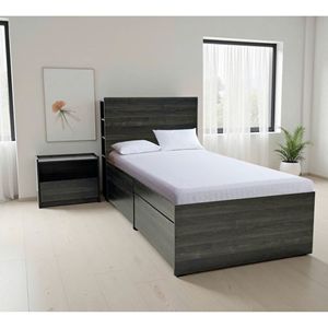 Cama doble Robin con almacenamiento y mesita de noche en gris oscuro - Product Image 3