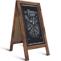 Panneau A-Frame brun rustique Tableau magnétique double face Panneau de menu Panneau peint en bois de style art populaire