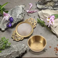 Lot de plusieurs infuseurs à thé en acier inoxydable avec double poignée, réutilisables, pour thé en vrac, avec plateau de récupération, couleur or et argent, pour tasses à thé