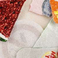 Nouveau design de patchs alimentaires thermocollants pour vêtements : Carotte, Triangle, Pizza, Hamburger, Cerise, Fruit, avec broderie et sequins