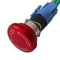 Botón de Paro de Emergencia Impermeable IP67 con Arnés de Cableado, Reinicio por Giro, Cable de Control Industrial de 36V y 4 Pines