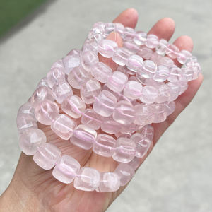 أساور JD GEMS من الكوارتز الوردي الطبيعي مقاس 7-12 مم، اكتشف سحر الحب، أساور مصنوعة يدويًا بدقة - Product Image 2