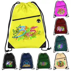 Recycled Custom Polyester Nylon Gift Shoe Bag Pull String Bags Bulk Hiking Sport Gym Yoga Drawstring Backpack With Zipper