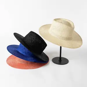 หมวกฟางเฟโดราสำหรับใส่กลางแจ้ง,หมวกปีกกว้างสไตล์วินเทจแจ๊สลำลองสำหรับนักออกแบบใหม่ปี2022