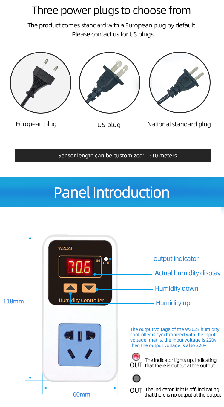 W2023 Digital constant humidity controller humidity controller socket with plug controller switch 110V 220V(图3)