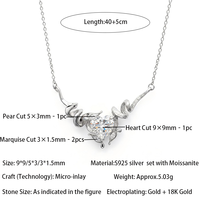 Collier pendentif torsadé en moissanite taille cœur 3 carats, chaîne réglable en argent sterling S925, bijoux fins pour femme, cadeau pour mariage ou fête