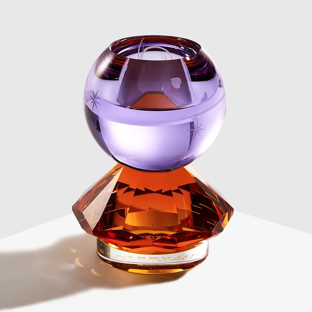 Bougeoir en cristal en forme de boule de style moderne Petite pièce maîtresse de table Bougeoir en verre cristal coloré
