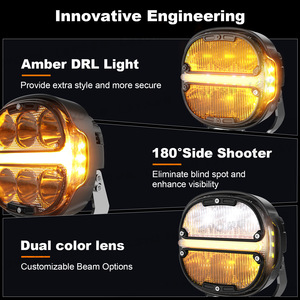 Fari <span class=keywords><strong>da</strong></span> Lavoro LED Universali con Luci Diurne Ambra, Barra Luminosa per Auto, Camion, 4x4, Fuoristrada, SUV, ATV, Jeep, Barche, Trattori - Product Image 4