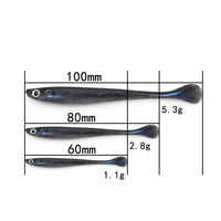 Leurre de pêche souple réaliste en PVC, appât artificiel dur, queue en T bicolore, 8cm/2.8g