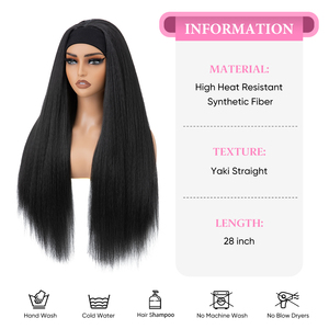 SARLA All'Ingrosso Parrucche con Fascia Lisce Yaki per Donne Nere <span class=keywords><strong>Parrucca</strong></span> con Fascia Senza Colla <span class=keywords><strong>Parrucca</strong></span> Sintetica Resistente al Calore per Capelli da Donna - Product Image 2