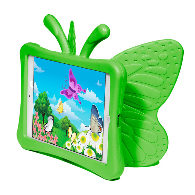 For iPad 9.7 2017 2018/Pro 9.7/Air/Air 2 Universal butterfly EVA Foam Bumper Kids Friendly Handle Fold Bracket Cute Tablet case