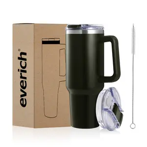 Customized Colors Portable Camping 40oz Vacuum Insulated Stainless Steel Tumbler with Handle and Straw