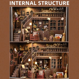 ชุดประกอบบ้านจิ๋ว 3 มิติ แบบไม้ พร้อมกรอบรูป DIY ลาย Attic Secret  พร้อมไฟ LED สำหรับตกแต่งบ้าน - Product Image 4