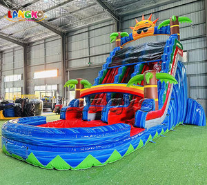 Tobogán Acuático Inflable Doble Comercial con <span class=keywords><strong>Castillo</strong></span> y Palmera - Product Image 3