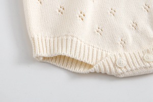 Combinaisons en tricot pointelle pour bébé, manches courtes, coton, couleur neutre, barboteuses en tricot pour bébé - Product Image 6