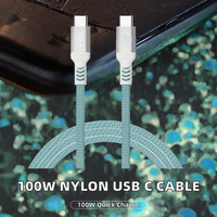 Câble USB Type-C 100W OEM en gros, tressé en nylon de haute qualité, écologique, charge rapide, 1m-10ft pour ordinateur et téléphone