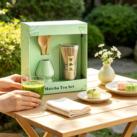 OEM Bambu Matcha Çırpıcısı Chasen Seti Porselen Standlı Çay Kaşığı Özel Renkli İp Pembe Charm Japon Hediyesi