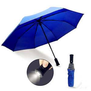 Parapluie manuel à trois plis pour femmes, LED, soleil/pluie/lampe torche, logo personnalisé imprimé, 100 cm, <span class=keywords><strong>Kaysen</strong></span>, pour les voyages en voiture - Product Image 2