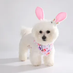 Cute Easter Egg Carrot Rabbit Shape Dog Scarf Headband Set Pet Apparel Accessories