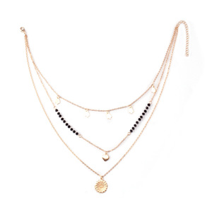 สร้อยคอหลายชั้นพร้อมจี้รูปหัวใจและดอกทานตะวันสำหรับผู้หญิง เครื่องประดับโลหะผสมสังกะสี จี้แฟชั่น แหล่งผลิตอี้หวู่ - Product Image 5