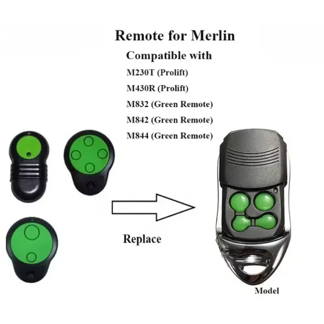 Garage Door Remote Control for Merlin M832 M842 M844 230t 430r Gate Door Remote Replacement Universal 43392mhz Rolling Code