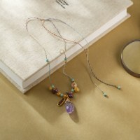 Collier chaîne en alliage plaqué argent/or TANGPEI, pendentif lettre d'amour brume violette, motif lotus, design tendance